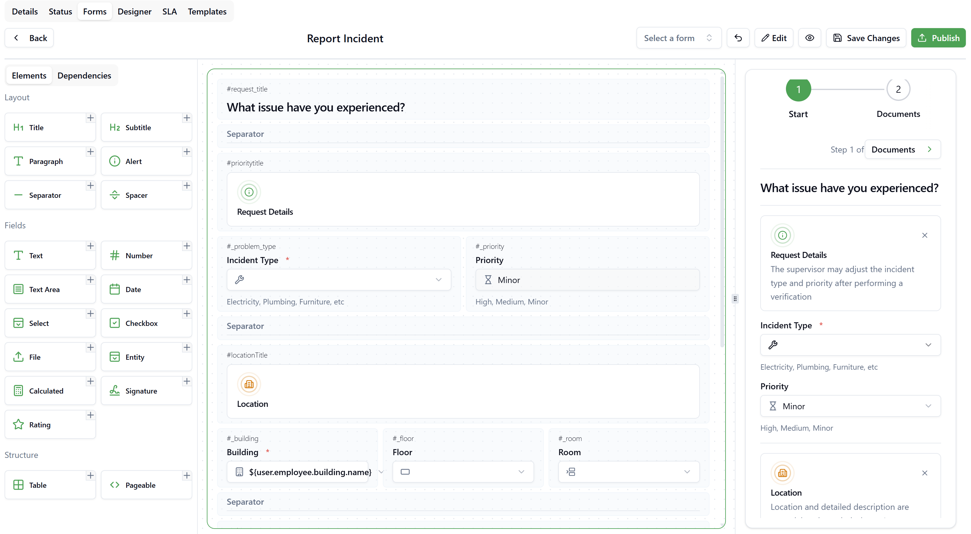 Form Designer Interface